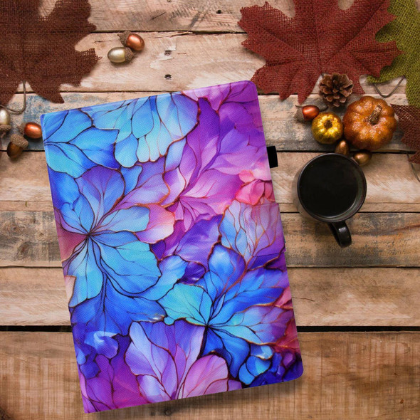 For iPad 10.2 2021 / 2020 / 2019 Electric Pressed Colored Drawing Smart Leather Tablet Case(Petals)