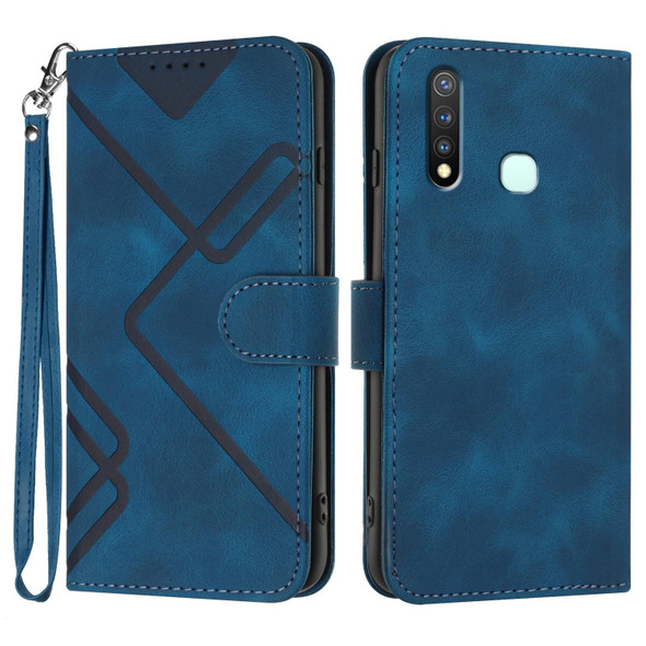 For vivo Y19/U3/Y5s/Z5i/U20 Line Pattern Skin Feel Leather Phone Case(Royal Blue)