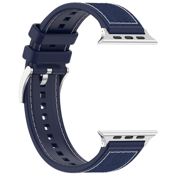 For Apple Watch Series 2 38mm Official Buckle Hybrid Nylon Braid Silicone Watch Band(Midnight Blue)