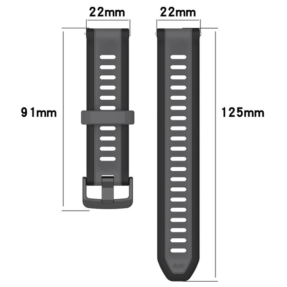 For Garmin Vivoactive 4 22mm Two Color Textured Silicone Watch Band(White+Grey)