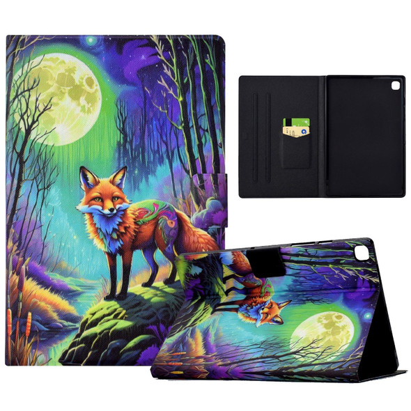 For iPad 10.2 2021 / 2020 / 2019 Electric Pressed Colored Drawing Smart Leather Tablet Case(Moonlight Fox)