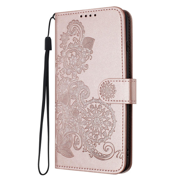 For Sharp Aquos sense4 4G/5G/Sense4 Lite Datura Flower Embossed Flip Leather Phone Case(Rose Gold)