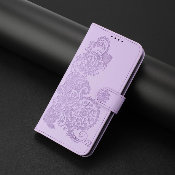 For Sharp Aquos sense8/SHG11/SH-54D Datura Flower Embossed Flip Leather Phone Case(Purple)