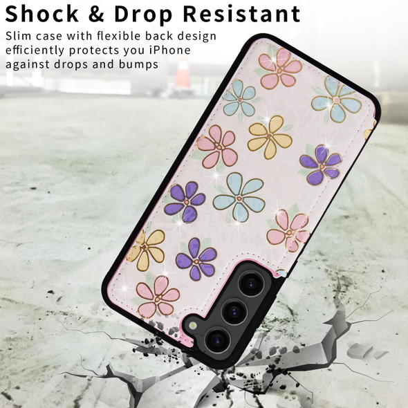 For Samsung Galaxy S23+ 5G Printed Double Buckle RFID Anti-theft Phone Case(Blossoming Flowers)