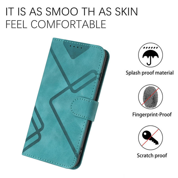 For Sharp Aquos sense4 4G/5G/Sense4 Lite Line Pattern Skin Feel Leather Phone Case(Light Blue)