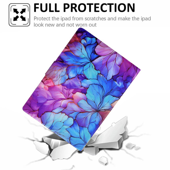 For iPad Pro 11 2022 / 2021 / 2020 Electric Pressed Colored Drawing Smart Leather Tablet Case(Petals)