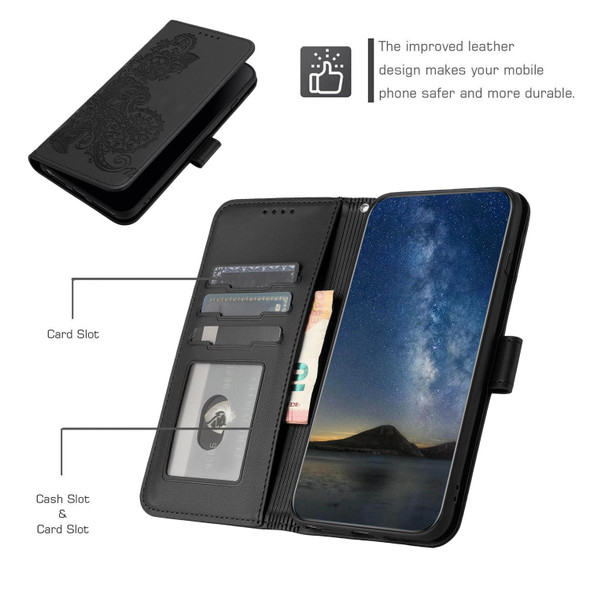 For ZTE Libero 5G IV Datura Flower Embossed Flip Leather Phone Case(Black)
