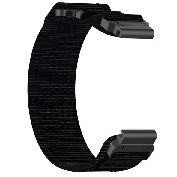 For Garmin Fenix 6X Pro 26mm Nylon Hook And Loop Fastener Watch Band(Black)