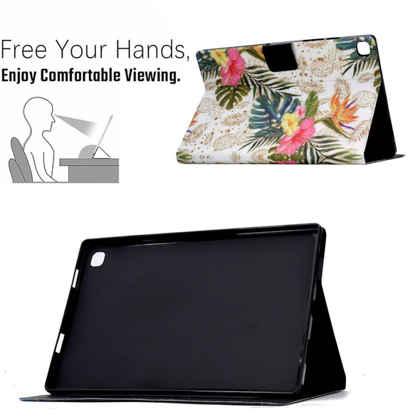 For iPad 10.2 2021 / 2020 / 2019 Electric Pressed Colored Drawing Smart Leather Tablet Case(Gold Pineapple)