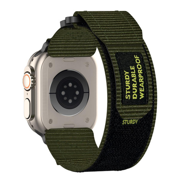 For Apple Watch SE 2022 44mm Nylon Hook And Loop Fastener Watch Band(Army Green)