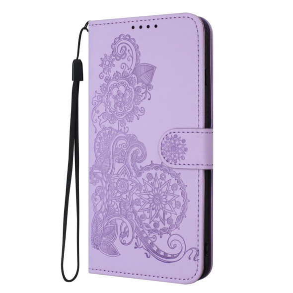 For ZTE Libero 5G IV Datura Flower Embossed Flip Leather Phone Case(Purple)