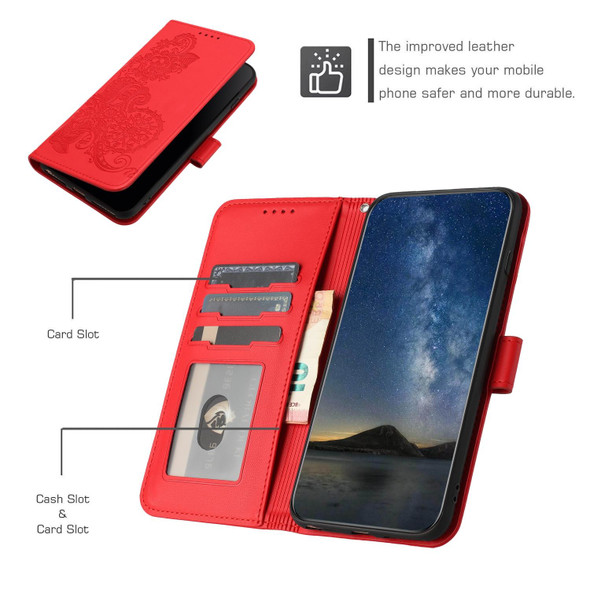 For Sharp Aquos sense4 4G/5G/Sense4 Lite Datura Flower Embossed Flip Leather Phone Case(Red)