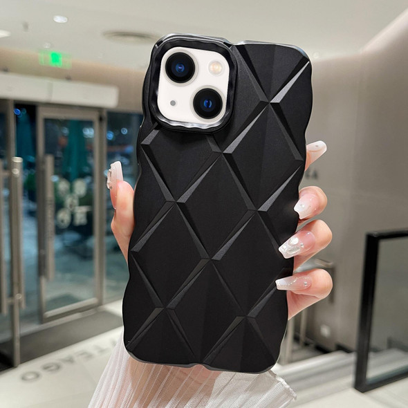 For iPhone 14 Plus Metallic Paint Diamond Lattice Skin Feel Full Coverage Shockproof Phone Case(Black)