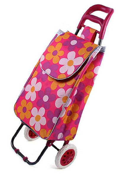 Handy Shopping Trolley Bag (Pink Floral Print) - Open Box (Grade B)