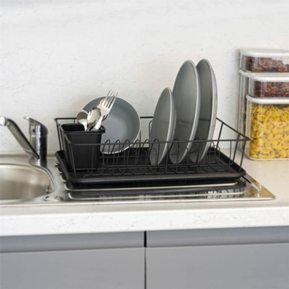 Dish Drying Rack with Drip Tray (Grey) - Open Box (Grade B)