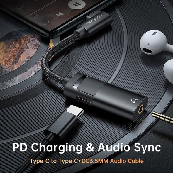 MCDODO CA-1880 MDD Type-C Male to Type-C+3.5mm Female Headphone Audio Connector Charging Adapter Cable - Open Box (Grade B)
