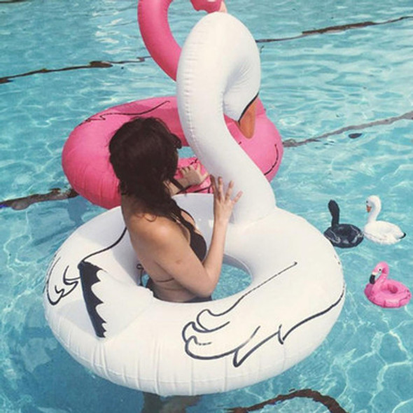 Swan Shaped Inflatable Floating Swimming Safety Pool Ring, Inflated Size: 110cm (White) - Open Box (Grade A)