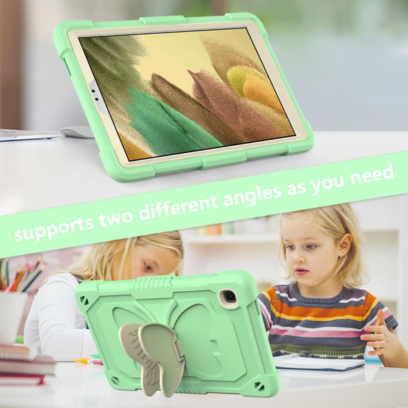 Beige PC + Silicone Anti-drop Protective Case with Butterfly Shape Holder & Pen Slot - Samsung Galaxy Tab A7 Lite 8.7 SM-T220 / SM-T225(Beige + Fresh Green)
