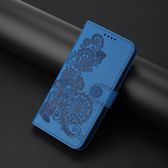 For vivo Y70s Datura Flower Embossed Flip Leather Phone Case(Blue)