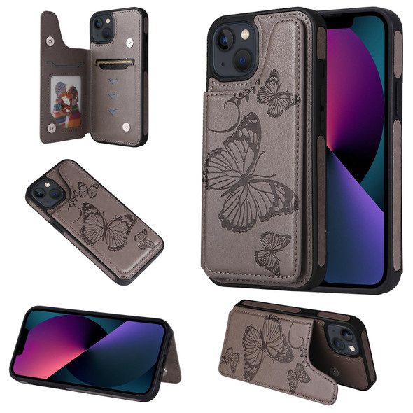 Butterfly Embossing Pattern Shockproof Phone Case - iPhone 13(Gray)