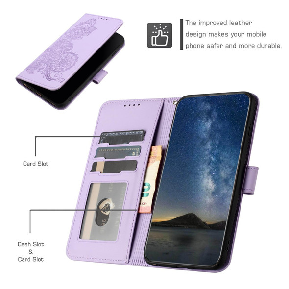 For vivo V27e 4G Global/T2 4G Global Datura Flower Embossed Flip Leather Phone Case(Purple)