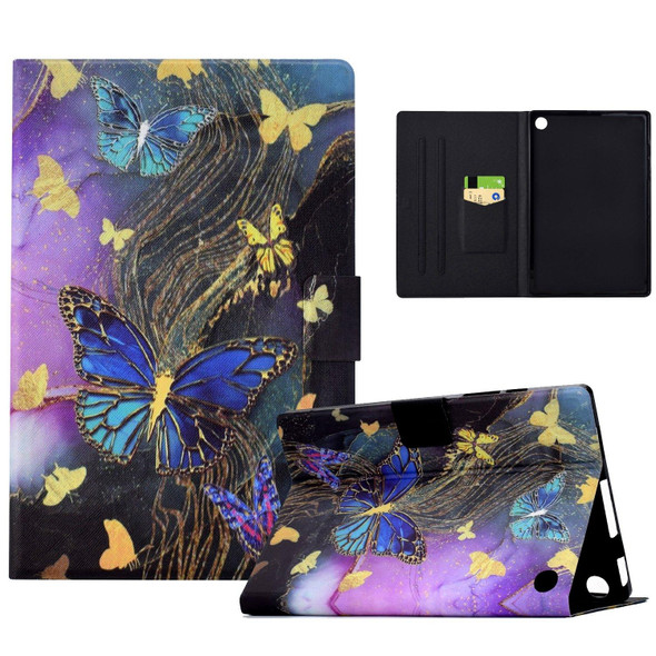 For Amazon Kindle Fire HD8 2020/2022 Voltage Painted Smart Leather Tablet Case(Gold Butterflies)