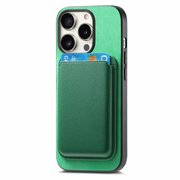 For iPhone 14 Plus Retro Magsafe Card Bag PU Back Cover Phone Case(Green)