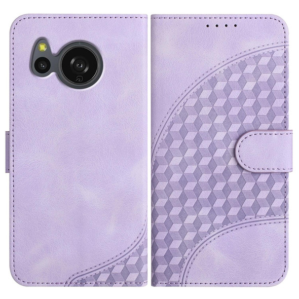 For Sharp Aquos sense8/SHG11/SH-54D YX0060 Elephant Head Embossed Phone Leather Case with Lanyard(Light Purple)