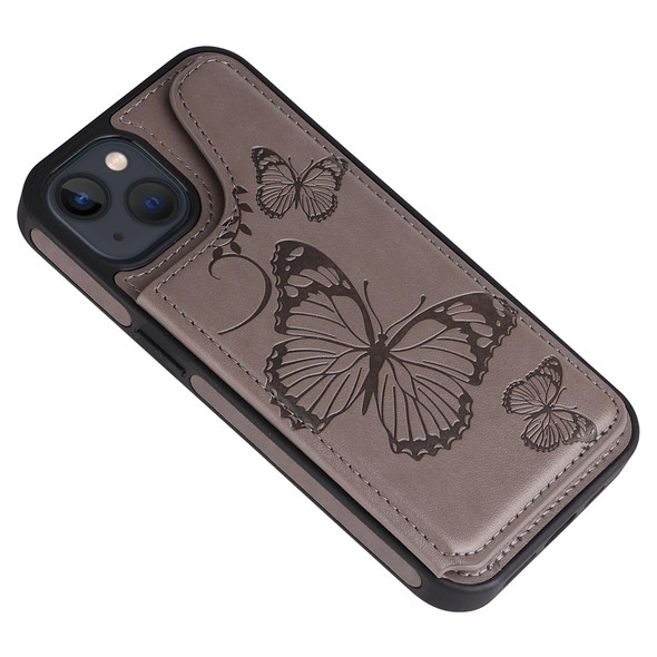 Butterfly Embossing Pattern Shockproof Phone Case - iPhone 13 mini(Gray)