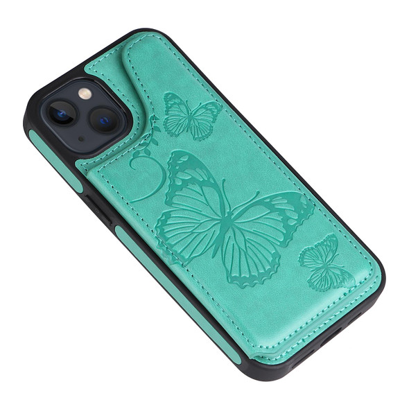 Butterfly Embossing Pattern Shockproof Phone Case - iPhone 13(Green)