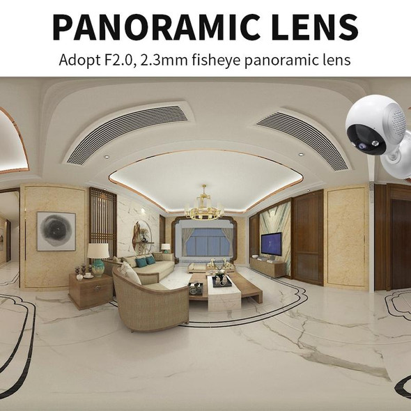 CM-I310M 3MP 180 Degree Panoramic Smart PTZ WiFi Surveillance Camera, US Plug(White)