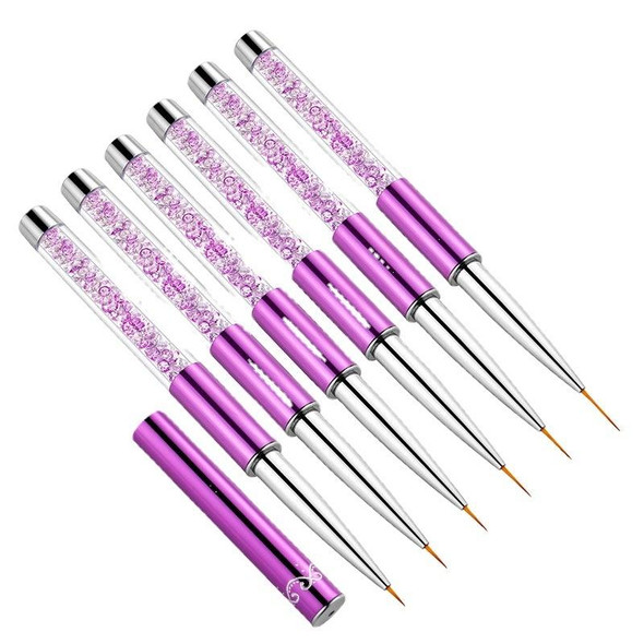 2 PCS Nail Art Drawing Pen Purple Drill Rod Color Painting Flower Stripe Nail Brush With Pen Cover, Specification: 15mm