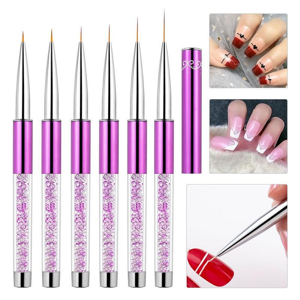 2 PCS Nail Art Drawing Pen Purple Drill Rod Color Painting Flower Stripe Nail Brush With Pen Cover, Specification: 15mm