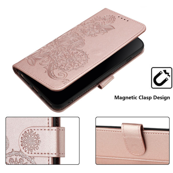 For Samsung Galaxy M15 5G/F15 5G Datura Flower Embossed Flip Leather Phone Case(Rose Gold)