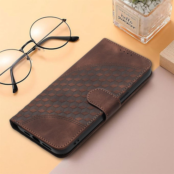 For Sharp Aquos sense8/SHG11/SH-54D YX0060 Elephant Head Embossed Phone Leather Case with Lanyard(Coffee)