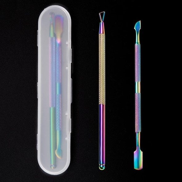 3 Sets 2-in-1 Color Titanium Nail Remover Set Stainless Steel Double-headed Dead Skin Push Set