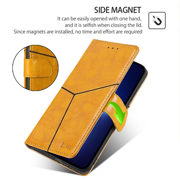 For Infinix Hot 40i Geometric Stitching Leather Phone Case(Yellow)