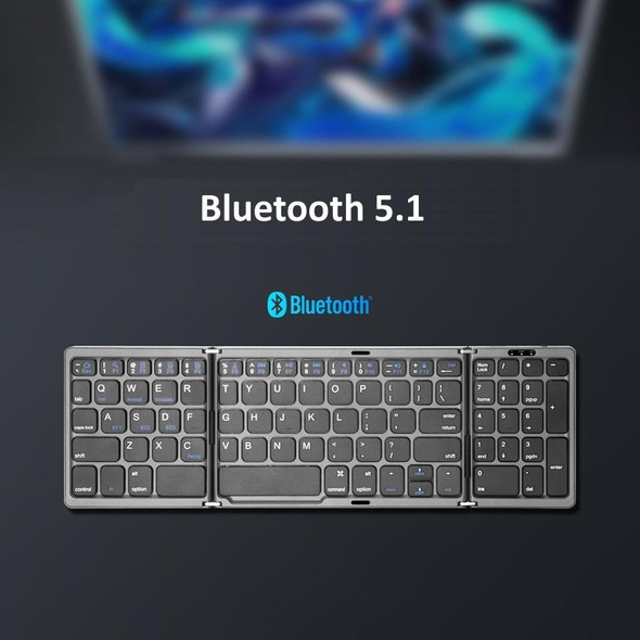 B089T Foldable Bluetooth Keyboard Rechargeable with Touchpad(Silver)