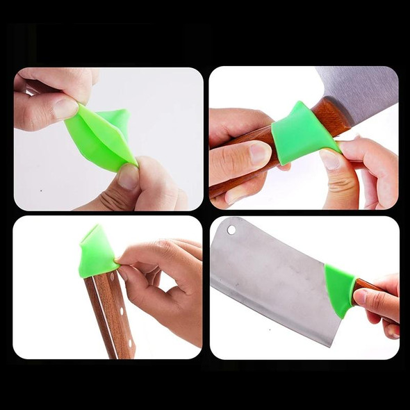 5pairs Home Kitchen Silicone Handle Protector Knife Back Protective Cover