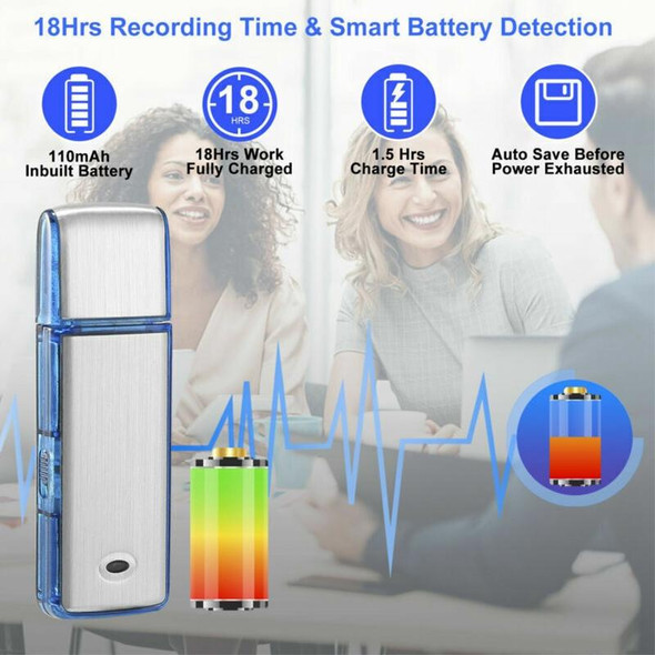 SK858 16GB Rechargeable Portable U-Disk Meeting Voice Recorder (Blue)