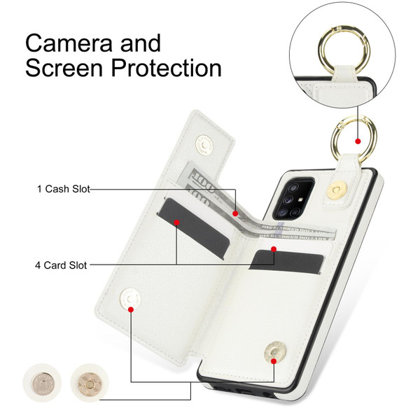 For Samsung Galaxy A71 5G Litchi Texture Zipper Double Buckle Card Bag Phone Case(White)