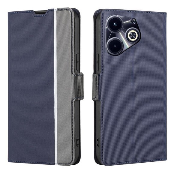 For Infinix Hot 40i Twill Texture Side Button Leather Phone Case(Blue)