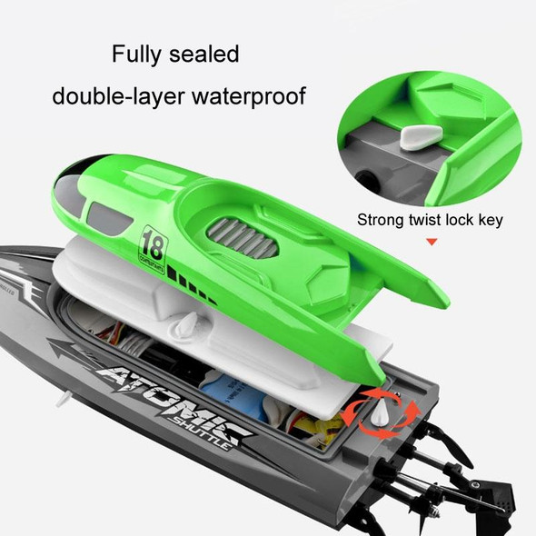 EB02 2.4G Wireless RC Boat Circulating Water-cooled High-speed Speedboat Racing Boat Model Toy(Green)