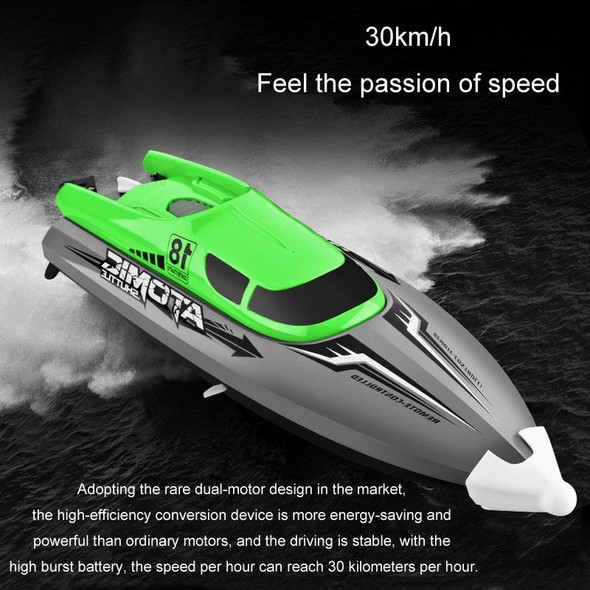 EB02 2.4G Wireless RC Boat Circulating Water-cooled High-speed Speedboat Racing Boat Model Toy(Green)