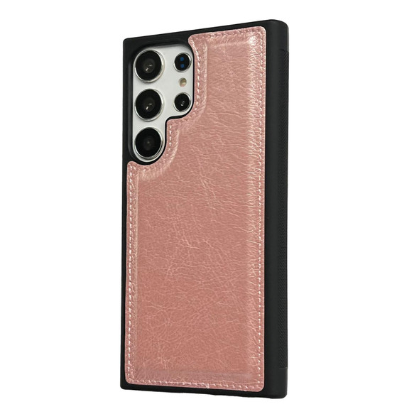 For Samsung Galaxy S22 Ultra 5G Cowhide Texture Back Cover Phone Case(Rose Gold)