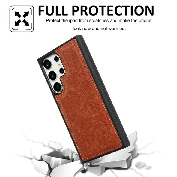 For Samsung Galaxy S21 5G Cowhide Texture Back Cover Phone Case(Brown)