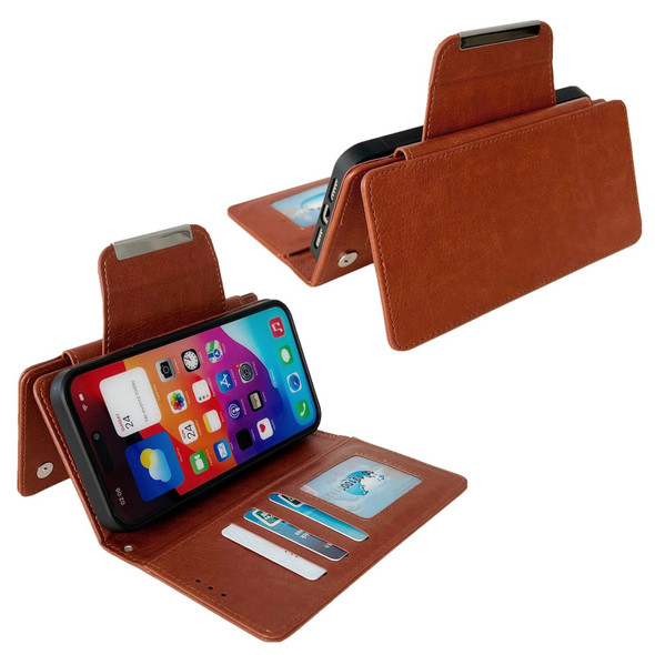 For iPhone 14 Multifunctional 7-Card Wallet Leather Phone Case(Brown)