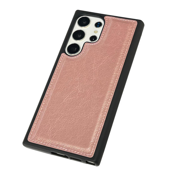 For Samsung Galaxy S21 Ultra 5G Cowhide Texture Back Cover Phone Case(Rose Gold)