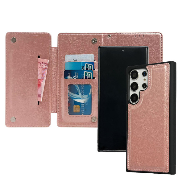 For Samsung Galaxy S23+ 5G Multifunctional 7-Card Wallet Leather Phone Case(Rose Gold)