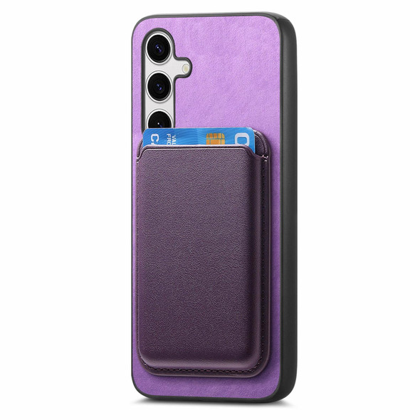 For Samsung Galaxy S23 5G Retro Magsafe Card Bag PU Back Cover Phone Case(Purple)